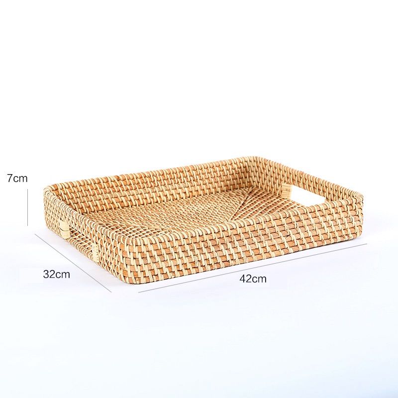 Khay mây tre đan đựng đồ trang trí - Giỏ mây tre - The bamboo