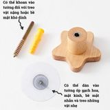 Móc gỗ sồi treo tường BAMBOO HOME núm gắn tường các loại đồ gia dụng tiện ích decor trang trí nhà cửa phong cách Nhật