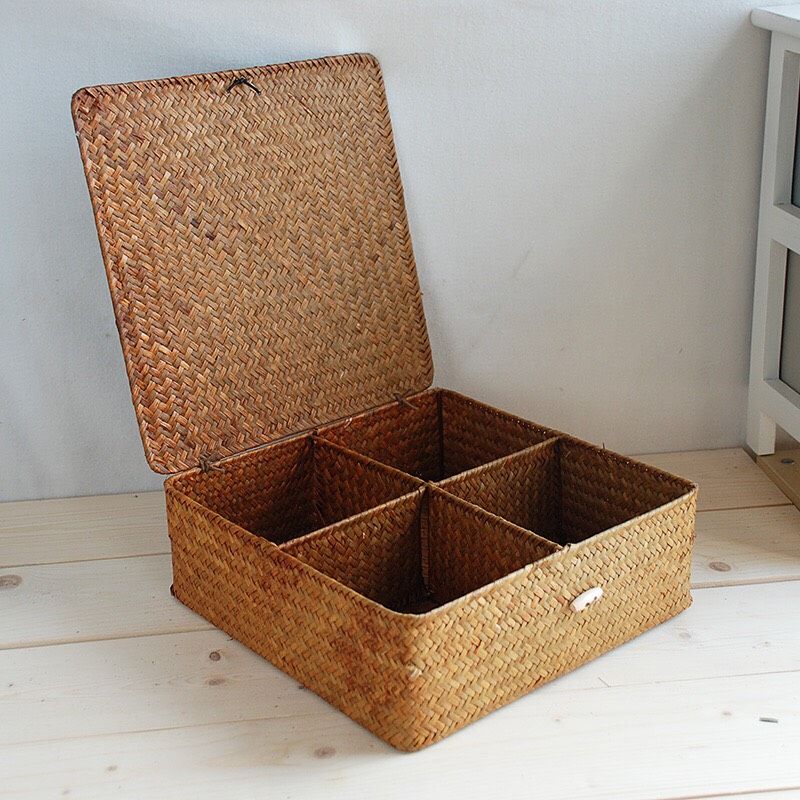 Hộp Cói 4 Ngăn - Giỏ mây tre – The bamboo