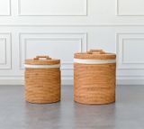 Sọt mây đan thủ công Việt Nam BAMBOO HOME có tay cầm đựng quần áo, đồ chơi, decor sử dụng ở phòng khách, phòng ngủ