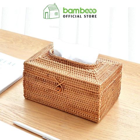 Hộp giấy ăn mây tre đan thủ công Việt Nam BAMBOO HOME nhiều kích thước sang trọng dùng trong nhà hàng khách sạn cao cấp