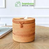 Hộp giấy ăn mây tre đan hiện đại BAMBOO HOME nhiều kích thước sang trọng dùng trong nhà hàng khách sạn cao cấp