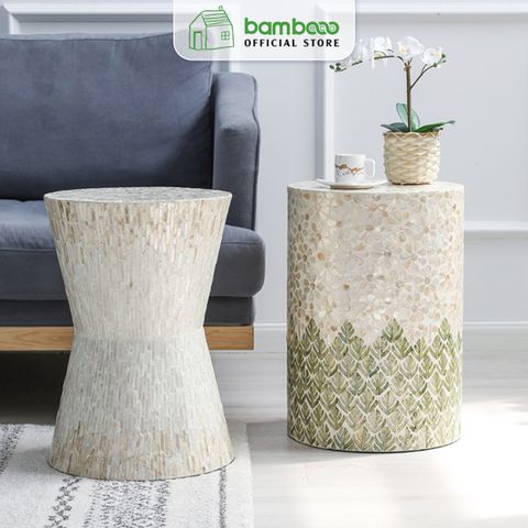 Đôn Bàn Khảm Trai Cao Cấp BAMBOO HOME Phong Cách Bắc Âu Để Cạnh Sofa Phòng Khách Trong Gia Đình - Khách Sạn - Resort