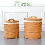 Sọt mây đan thủ công Việt Nam BAMBOO HOME có tay cầm đựng quần áo, đồ chơi, decor sử dụng ở phòng khách, phòng ngủ