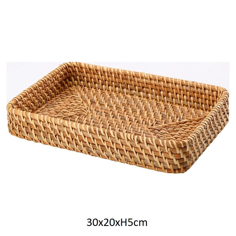 Khay mây tre đan đựng đồ trang trí - Giỏ mây tre - The bamboo