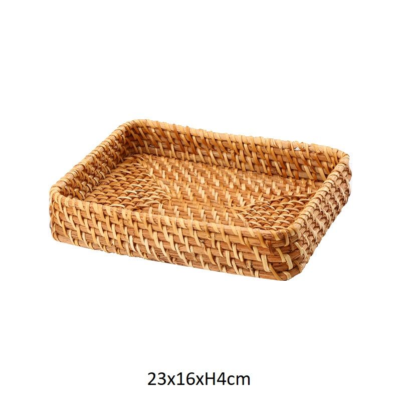 Khay mây tre đan đựng đồ trang trí - Giỏ mây tre - The bamboo