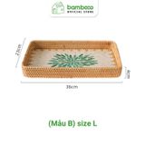 Khay Mây Khảm Trai Cao Cấp BAMBOO HOME Để Trái Cây Đồ Trang Sức Phong Cách Bắc Âu Để Trong Phòng Ngủ Phòng Khách Đa Năng