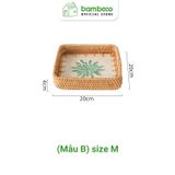 Khay Mây Khảm Trai Cao Cấp BAMBOO HOME Để Trái Cây Đồ Trang Sức Phong Cách Bắc Âu Để Trong Phòng Ngủ Phòng Khách Đa Năng