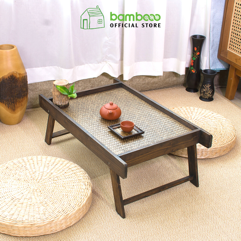 Bàn trà cao cấp gỗ cói BAMBOO HOME có thể gấp gọn, phong cách Nhật cổ điển dùng trong phòng khách nhà hàng khách sạn