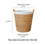 Sọt mây đan thủ công Việt Nam BAMBOO HOME có tay cầm đựng quần áo, đồ chơi, decor sử dụng ở phòng khách, phòng ngủ