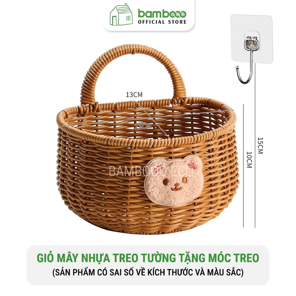 Giỏ Đựng Đồ Treo Tường Dễ Thương BAMBOOO ECO Để Hành Tỏi Ớt Bánh Kẹo Dùng Trong Gia Đình Nhà Bếp