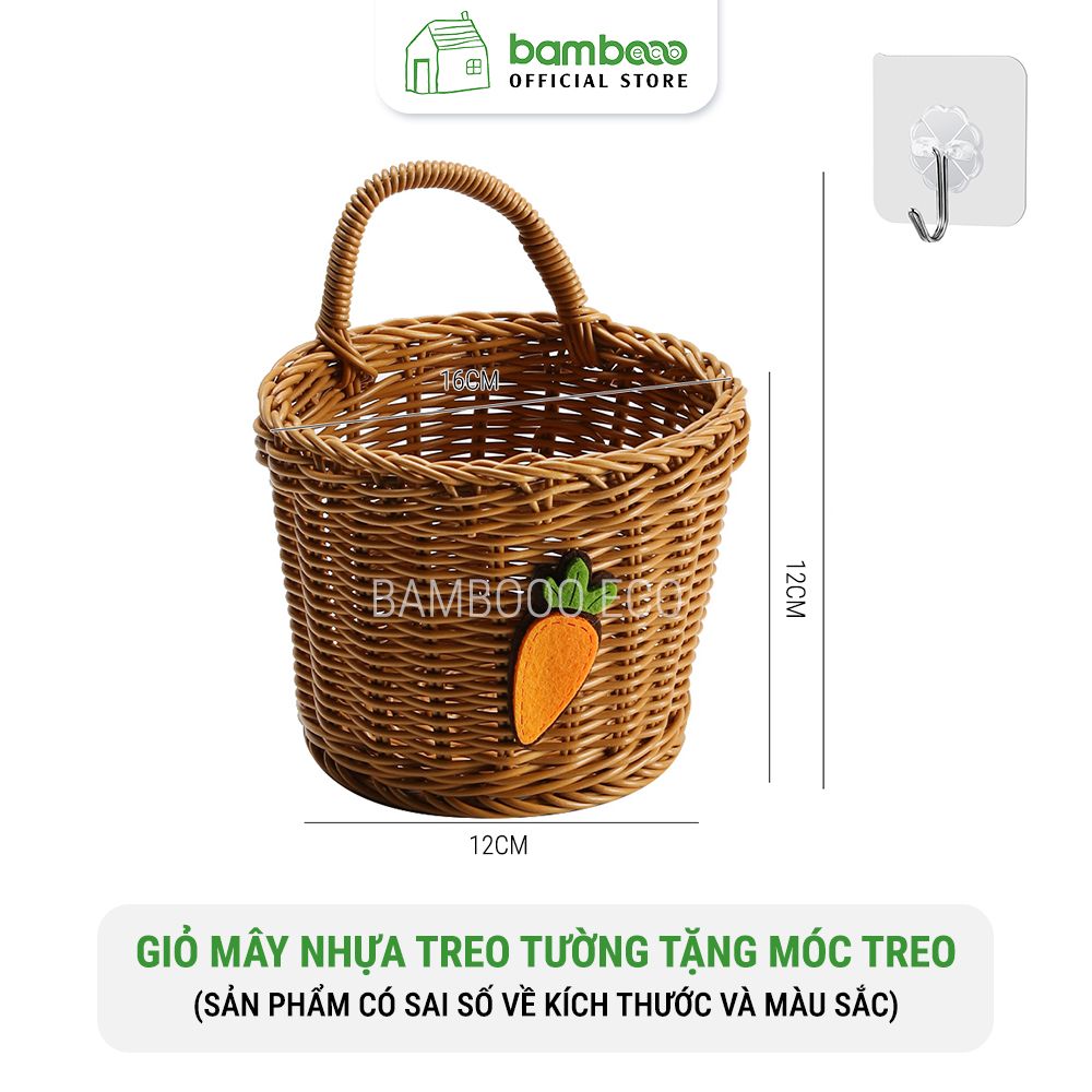 Giỏ mây nhựa treo tường decor BAMBOOO ECO rổ đa năng đựng để đồ khô trang trí không gian bếp