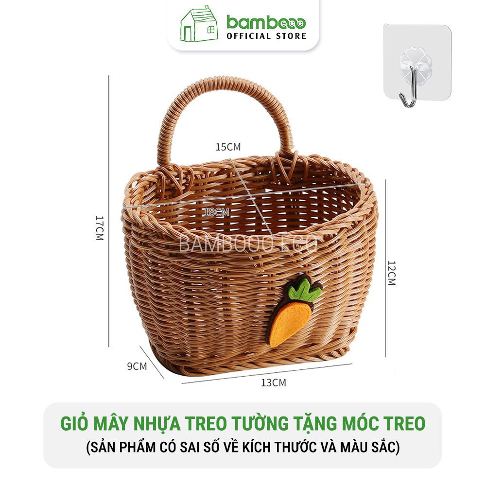 Giỏ mây nhựa treo tường decor BAMBOOO ECO rổ đa năng đựng để đồ khô trang trí không gian bếp