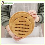 Tấm lót nồi gỗ tre cao cấp BAMBOO HOME cách nhiệt loại dày nhiều kích thước, chống trầy xước mặt bàn, chống nóng