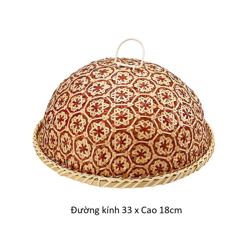 Lồng bàn tre hoa thị đỏ - Lồng bàn mây tre đan - Thebamboo