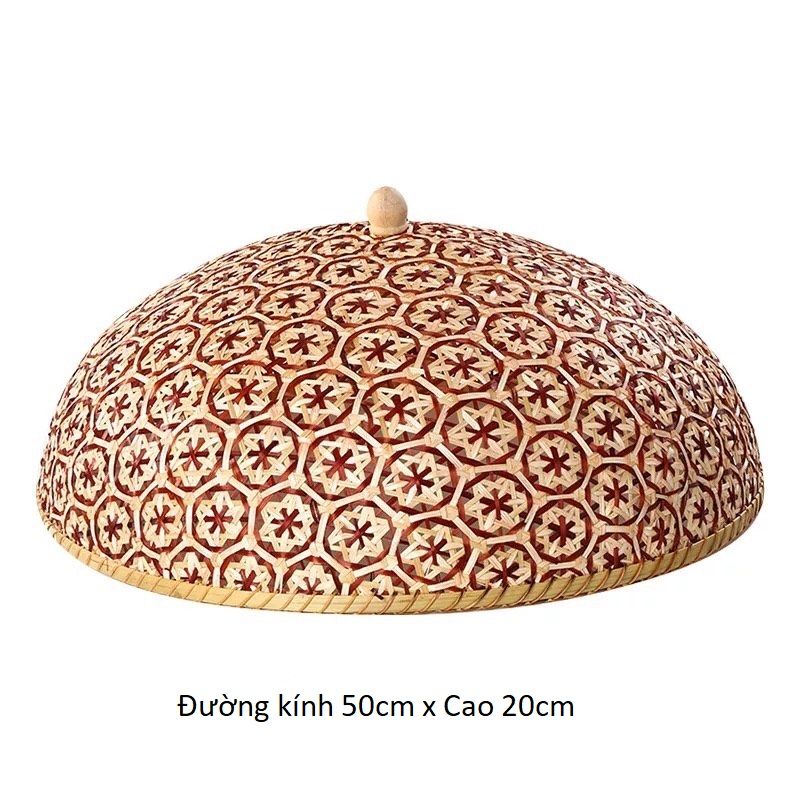 Lồng bàn tre hoa thị đỏ - Lồng bàn mây tre đan - Thebamboo