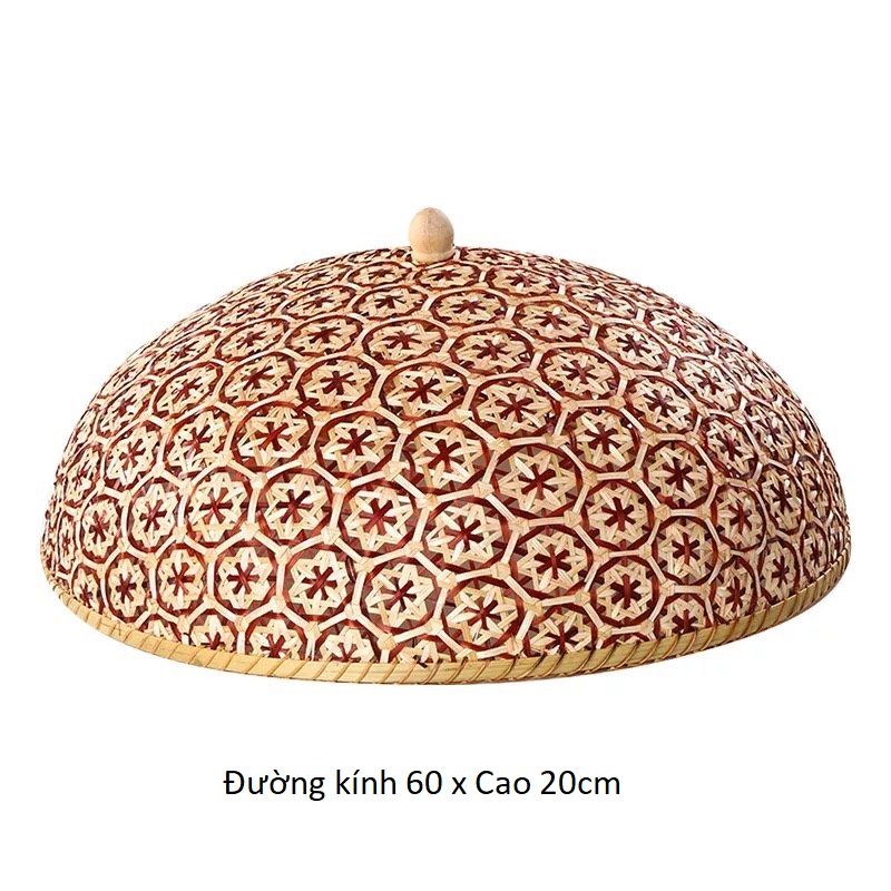 Lồng bàn tre hoa thị đỏ - Lồng bàn mây tre đan - Thebamboo
