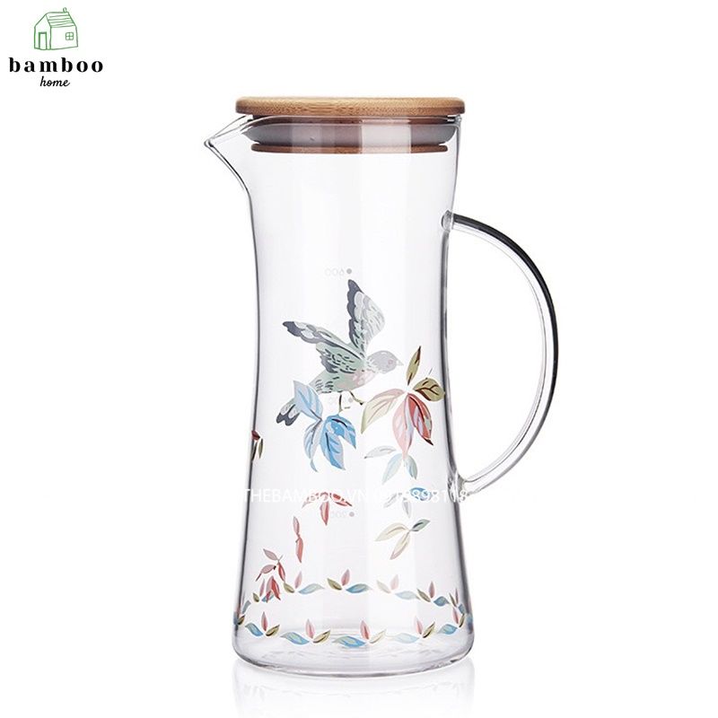 H-7052 Bình đựng nước nắp gỗ tre nhiều hình - The bamboo