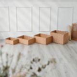 Giỏ đựng đồ đa năng BAMBOO HOME hình chữ nhật, để đồ phòng khách, phòng ngủ, decor trang trí nhà cửa