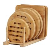 Tấm lót nồi gỗ tre cao cấp BAMBOO HOME cách nhiệt loại dày nhiều kích thước, chống trầy xước mặt bàn, chống nóng