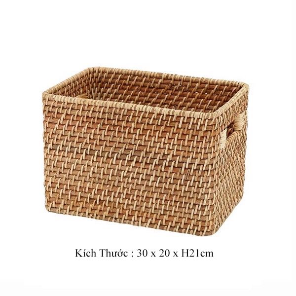 R221517 Giỏ mây tre đan có tay xách - Giỏ mây tre - The bamboo