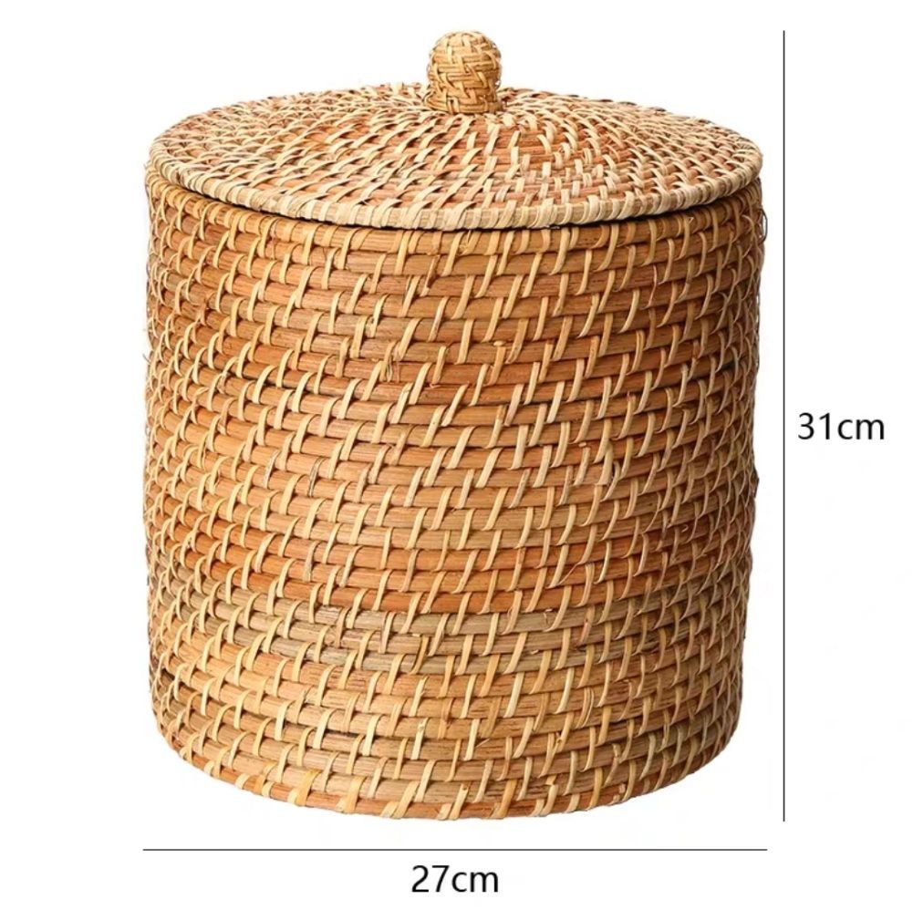 K001504 Giỏ mây tre đan hình trụ - Giỏ mây tre - The bamboo