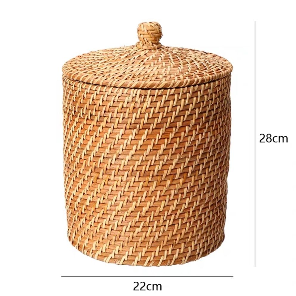 K001504 Giỏ mây tre đan hình trụ - Giỏ mây tre - The bamboo
