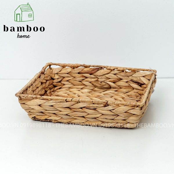 Khay bèo lục bình vát đáy - Khay mây tre - The bamboo