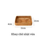 Khay đựng đồ ăn mây tre đan BAMBOO HOME để ấm trà, đồ trang điểm, bánh kẹo hoa quả trong nhà bếp, khách sạn, nhà hàng