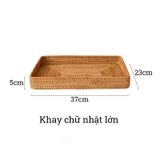 Khay đựng đồ ăn mây tre đan BAMBOO HOME để ấm trà, đồ trang điểm, bánh kẹo hoa quả trong nhà bếp, khách sạn, nhà hàng