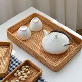 Khay đựng đồ ăn mây tre đan BAMBOO HOME để ấm trà, đồ trang điểm, bánh kẹo hoa quả trong nhà bếp, khách sạn, nhà hàng