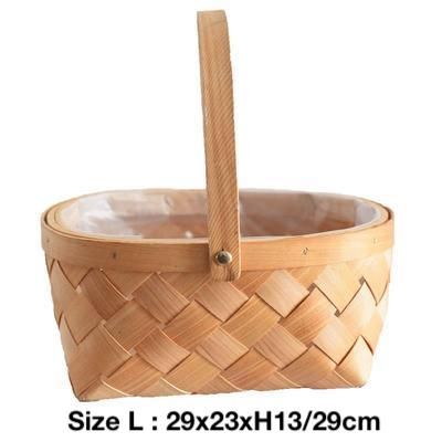 Giỏ gỗ cắm hoa bằng gỗ có quai xách xinh xắn - The Bamboo
