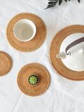 Tấm lót cốc mây tre đan BAMBOO HOME miếng lót cốc uống trà , phụ kiện decor chụp ảnh , phụ kiện bàn ăn trong nhà