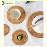 Tấm lót cốc mây tre đan BAMBOO HOME miếng lót cốc uống trà , phụ kiện decor chụp ảnh , phụ kiện bàn ăn trong nhà