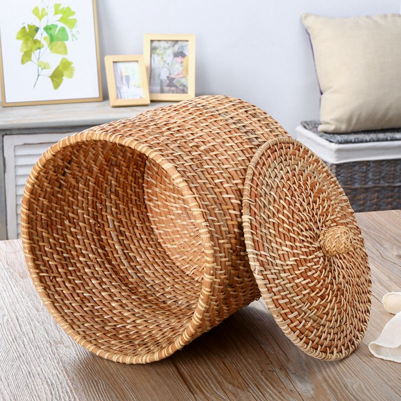 K001504 Giỏ mây tre đan hình trụ - Giỏ mây tre - The bamboo