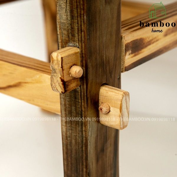 Ghế gỗ vuông chân cong - Ghế gỗ decor - The bamboo