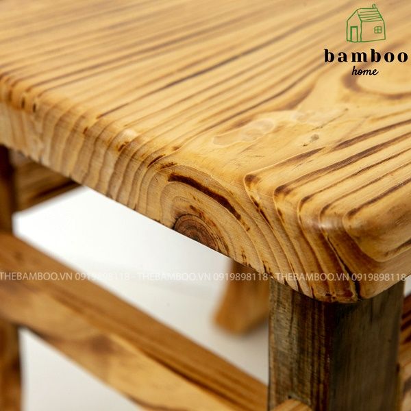 Ghế gỗ vuông chân cong - Ghế gỗ decor - The bamboo