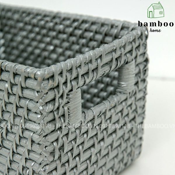 Giỏ mây tre chữ nhật đan có tay xách - Giỏ mây tre - The bamboo
