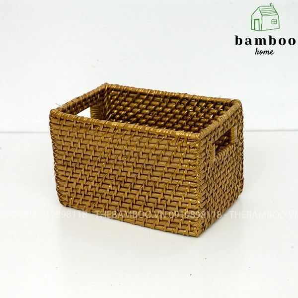 R221517 Giỏ mây tre đan có tay xách - Giỏ mây tre - The bamboo