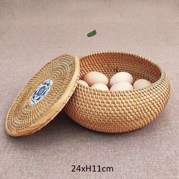 Hộp mây tre đan guột tròn đựng đồ - Hộp mây tre - The bamboo