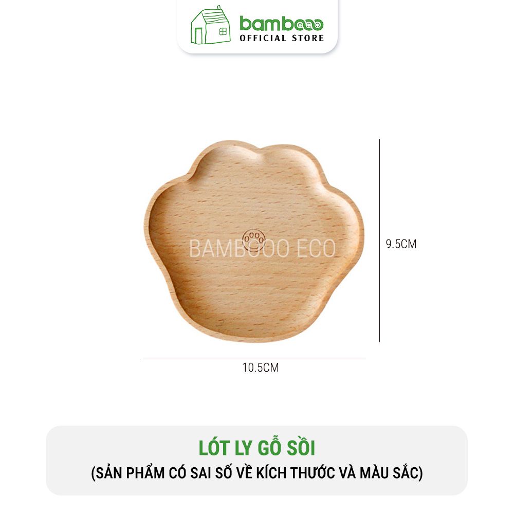 Lót ly gỗ sồi BAMBOOO ECO miếng đỡ cốc uống trà dùng trong nhà hàng , khách sạn , gia đình