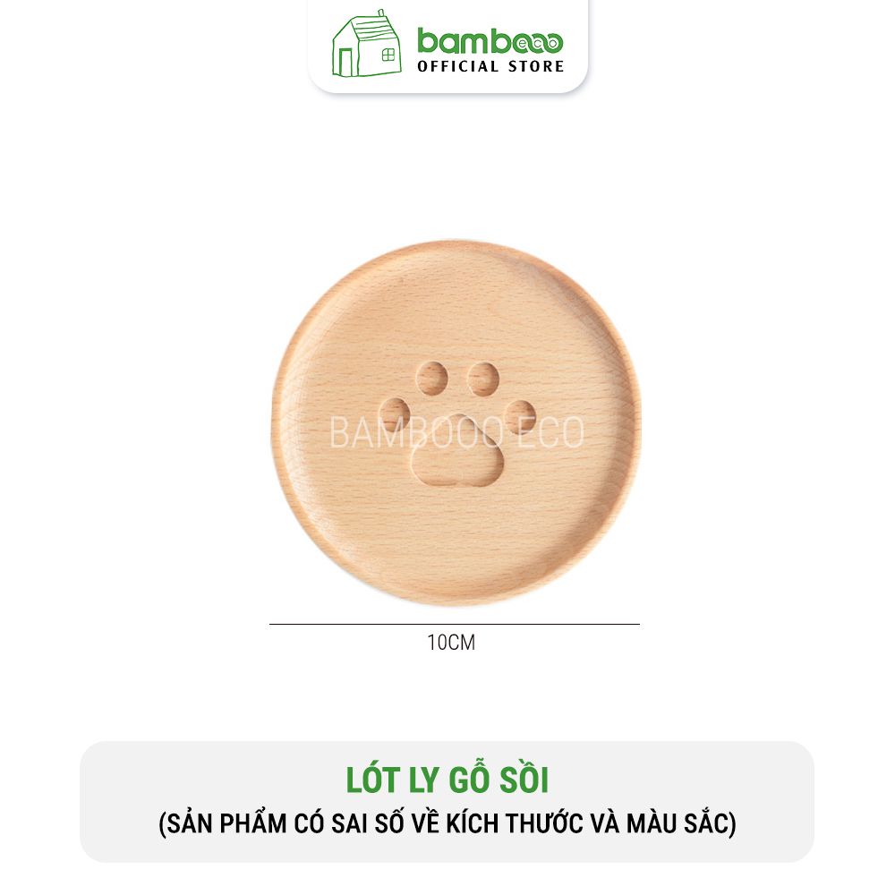 Lót ly gỗ sồi BAMBOOO ECO miếng đỡ cốc uống trà dùng trong nhà hàng , khách sạn , gia đình