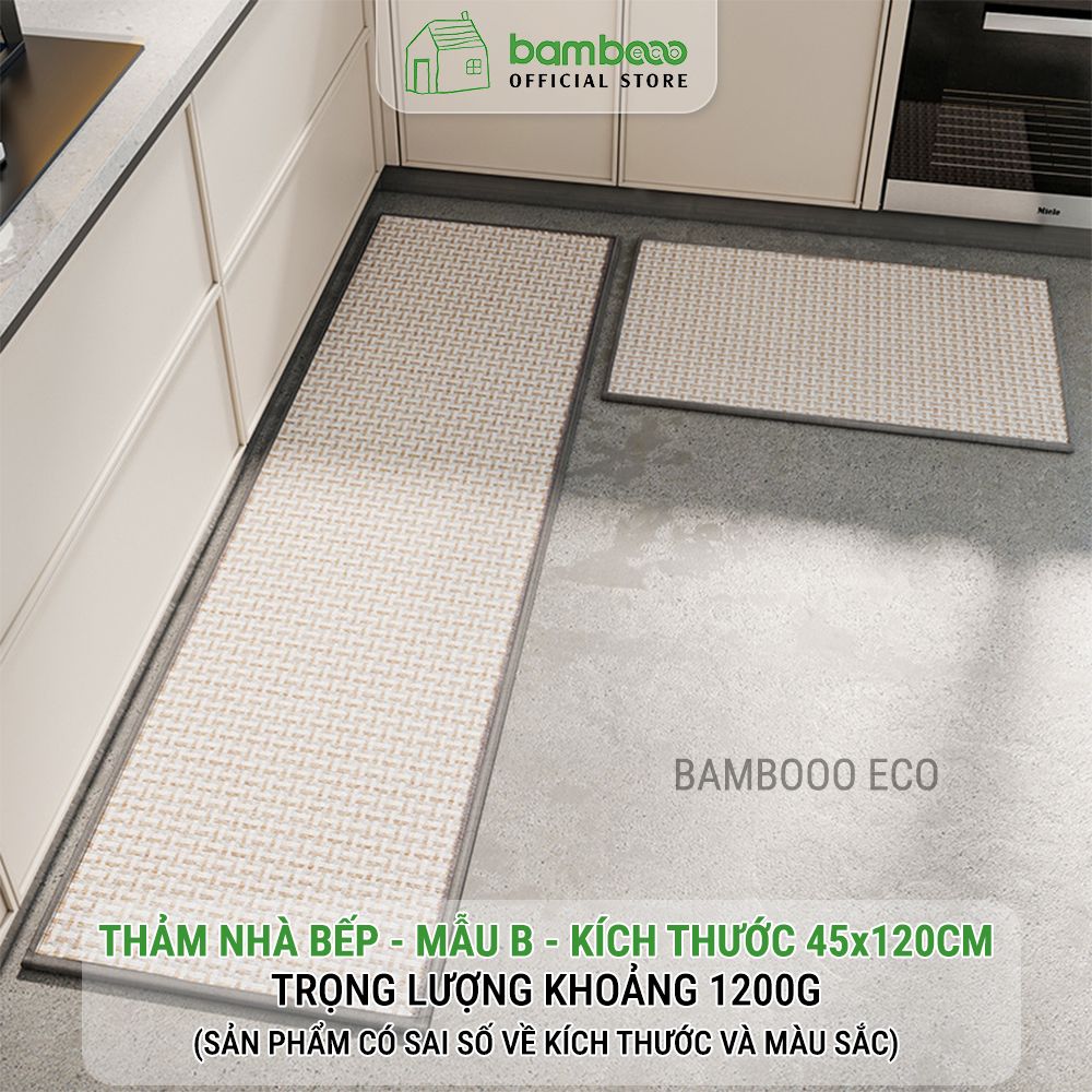 Thảm bếp 2024 sợi dệt thấm nước nhanh BAMBOOO ECO thảm trải sàn nhà bếp chống trơn trượt bằng cao su