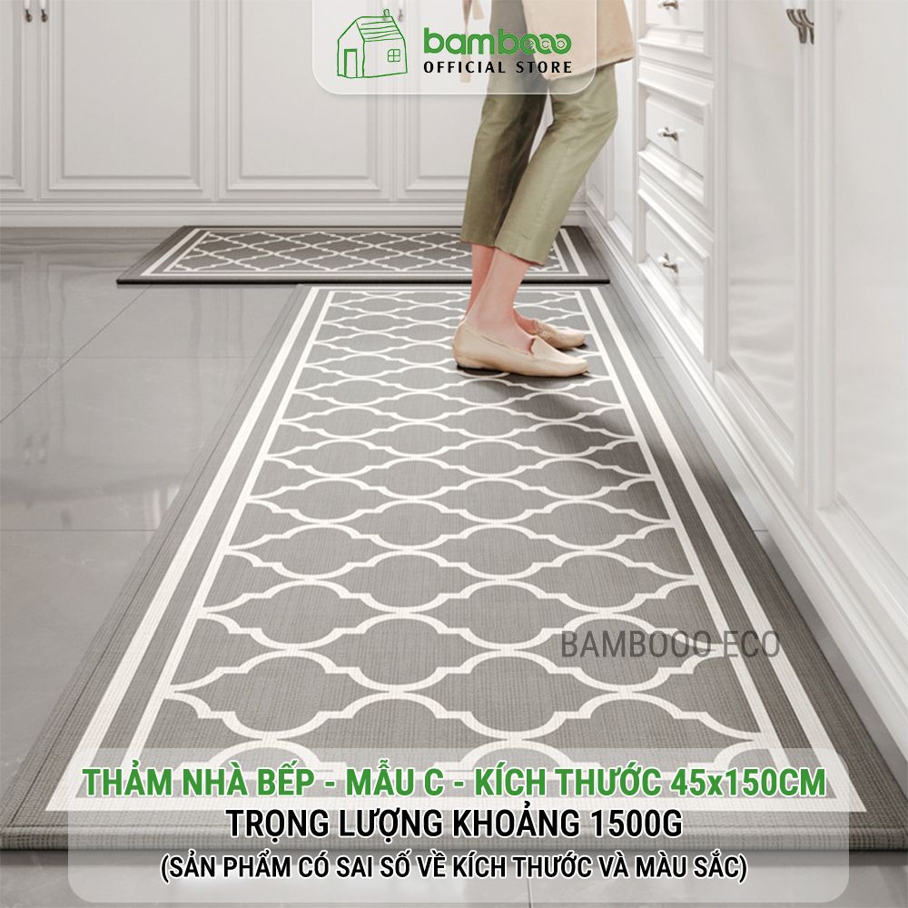 Thảm bếp 2024 sợi dệt thấm nước nhanh BAMBOOO ECO thảm trải sàn nhà bếp chống trơn trượt bằng cao su