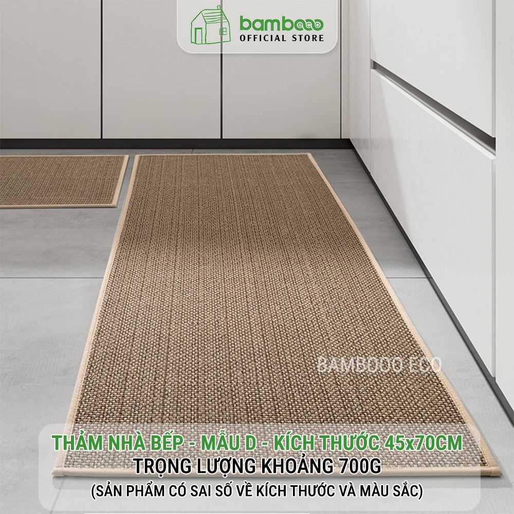 Thảm bếp 2024 sợi dệt thấm nước nhanh BAMBOOO ECO thảm trải sàn nhà bếp chống trơn trượt bằng cao su