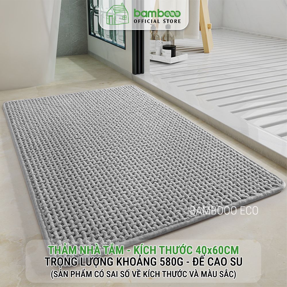 Thảm Phòng Tắm Nhung Cao Cấp BAMBOOO ECO Siêu Thấm Hút , Dày Dặn Nhiều Lớp , Đế Cao Su Chống Trượt