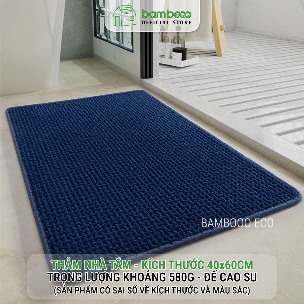 Thảm Phòng Tắm Nhung Cao Cấp BAMBOOO ECO Siêu Thấm Hút , Dày Dặn Nhiều Lớp , Đế Cao Su Chống Trượt