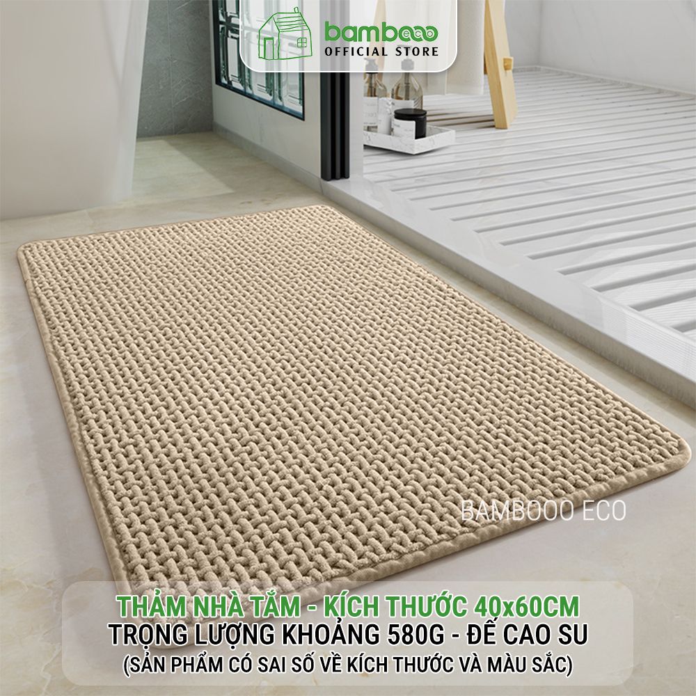 Thảm Phòng Tắm Nhung Cao Cấp BAMBOOO ECO Siêu Thấm Hút , Dày Dặn Nhiều Lớp , Đế Cao Su Chống Trượt
