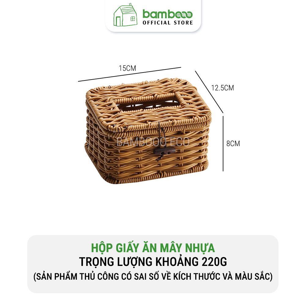 Hộp Giấy Ăn Chất Liệu Mây Nhựa Cao Cấp BAMBOOO ECO Đảm Bảo An Toàn Và Đẹp Mắt