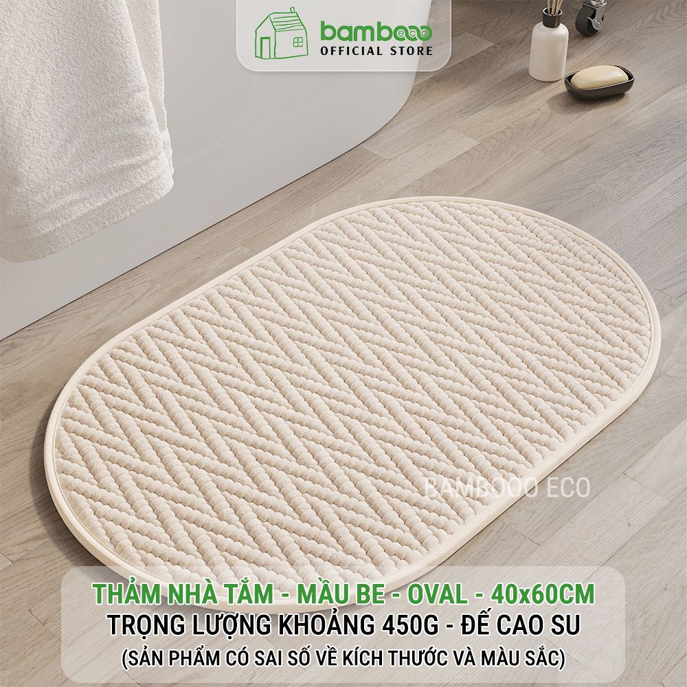 Thảm Phòng Tắm Nhung Cao Cấp BAMBOOO ECO Siêu Thấm Hút , Dày Dặn Nhiều Lớp , Đế Cao Su Chống Trượt